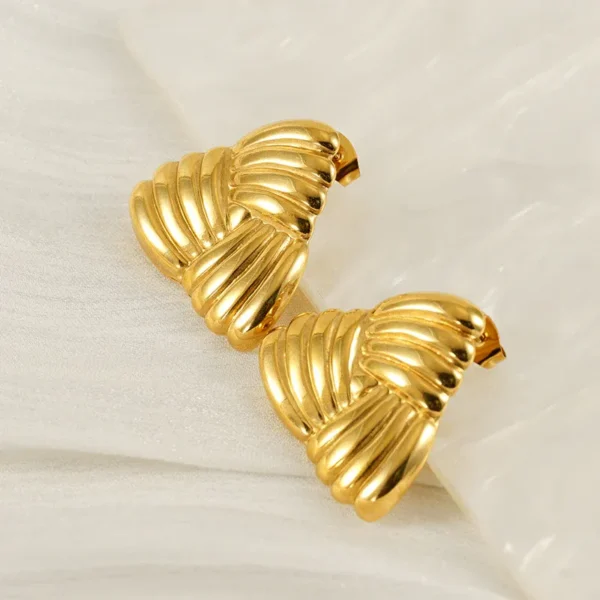 Geometric Gold Swirl Earrings - Image 3
