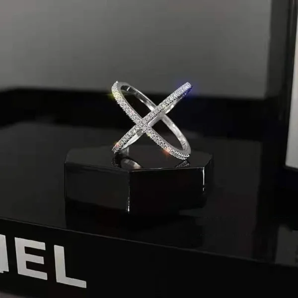 Adjustable Cross Ring with Sparkling Studs - Image 3