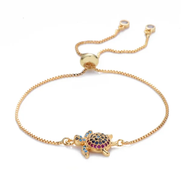 Gold-Plated Turtle Charm Bracelet