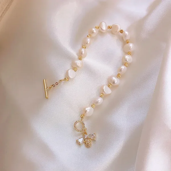 Elegant Freshwater Pearl Bracelet – 18K Gold Plated, Nickel-Free Jewelry - Image 2