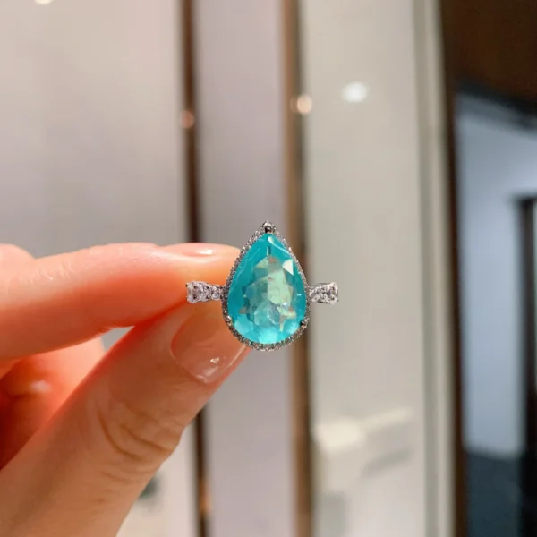 Blue Sapphire Tear Drop Ring – Stunning Wedding Statement Jewelry