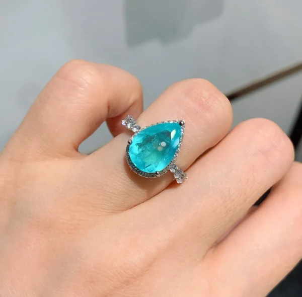 Blue Sapphire Tear Drop Ring – Stunning Wedding Statement Jewelry