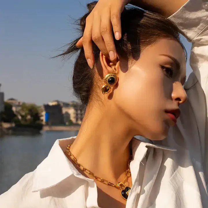 Bold and Feminine Fearless Heart Earrings - Image 4