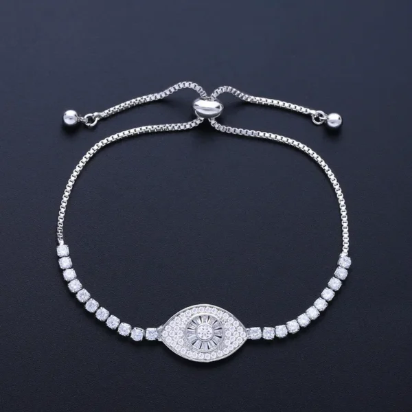 Studded Evil Eye Bracelet – 24K Gold Plated Spiritual Charm with Swarovski Elements - Image 2