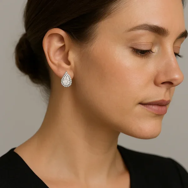 Pear Cut Solitaire Earrings in 925 Sterling Silver - Image 3