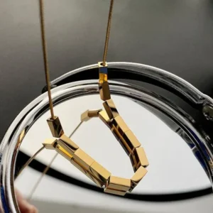 18K Gold Plated Bar Necklace for Women | Minimalist Titanium Steel Pendant Jewelry