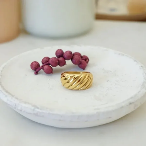 Textured Dome Gold Ring – Bold Minimalist Statement Ring