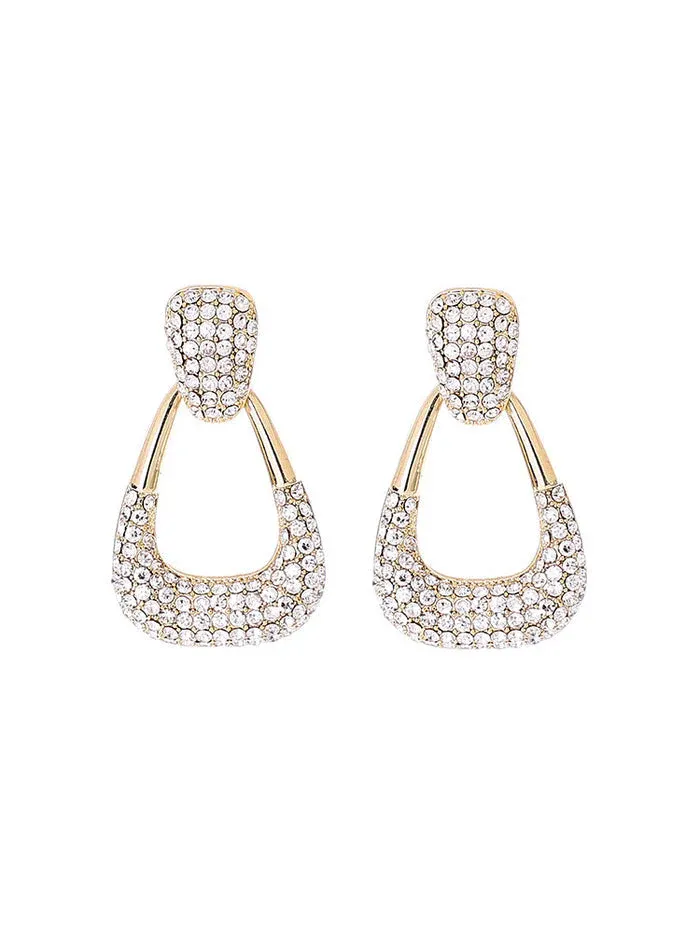 Stylish Geometric Earrings with Diamond Sparkle - Image 2