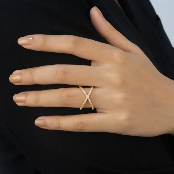 Adjustable Cross Ring with Sparkling Studs - Image 4