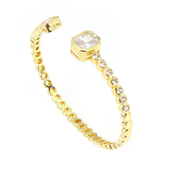 Adjustable Baguette Cuff Bracelet – Gold-Plated, Tarnish-Free Fashion Jewelry - Image 5