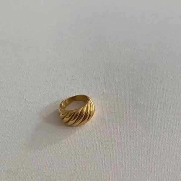 Textured Dome Gold Ring – Bold Minimalist Statement Ring - Image 2