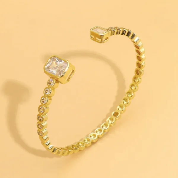 Adjustable Baguette Cuff Bracelet – Gold-Plated, Tarnish-Free Fashion Jewelry