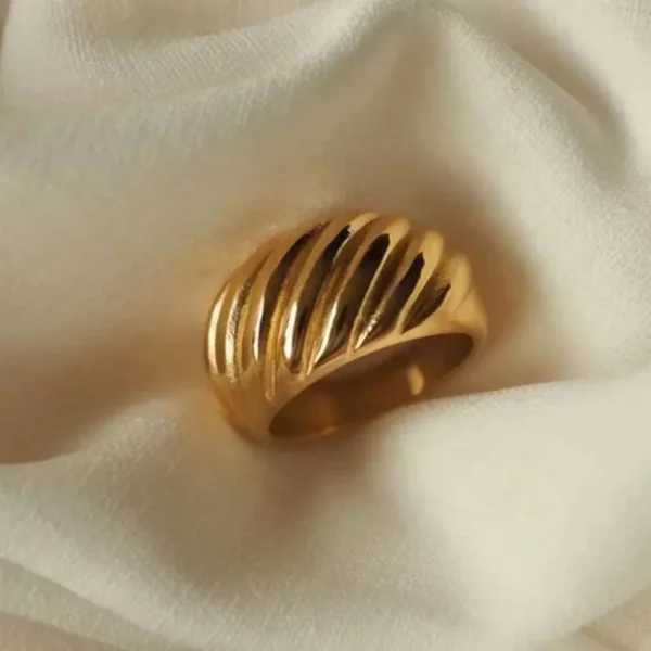 Textured Dome Gold Ring – Bold Minimalist Statement Ring