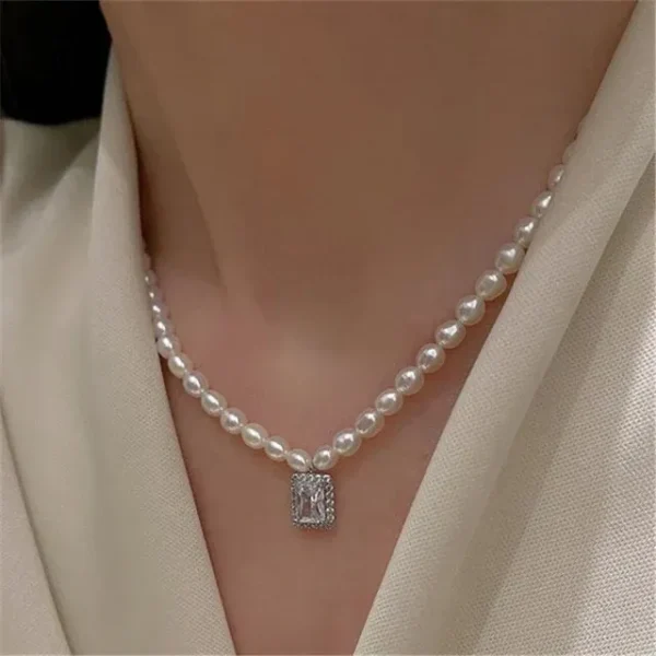 Natural Pearl Necklace with Hallmarked Pure Silver Chain - Image 6