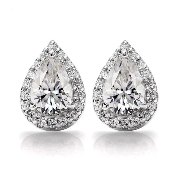 Pear Cut Solitaire Earrings in 925 Sterling Silver - Image 4