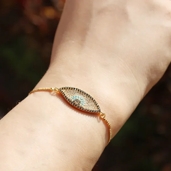 The Big Evil Eye Bracelet – 24K Gold Plated Protection Jewelry with Swarovski Elements - Image 3