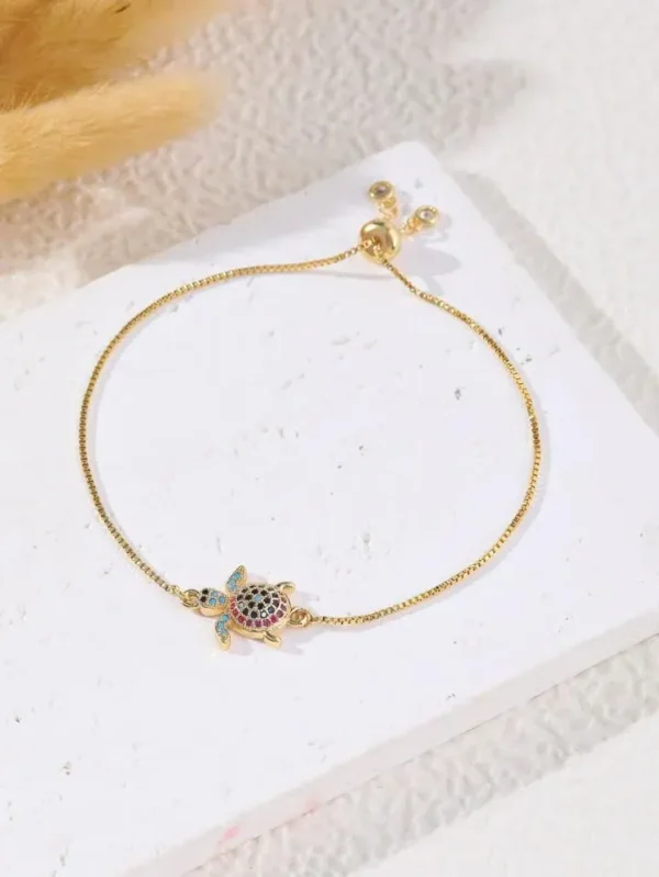 Gold-Plated Turtle Charm Bracelet - Image 3