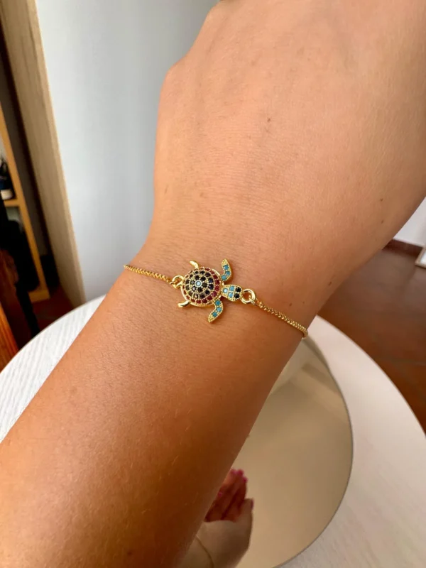 Gold-Plated Turtle Charm Bracelet